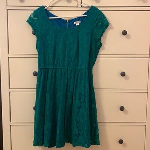 Xhiliration Teal/Blue Lace Dress